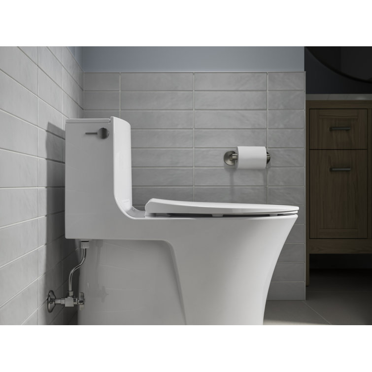 White Thermoset Plastic Quiet-Close Elongated Toilet Seat