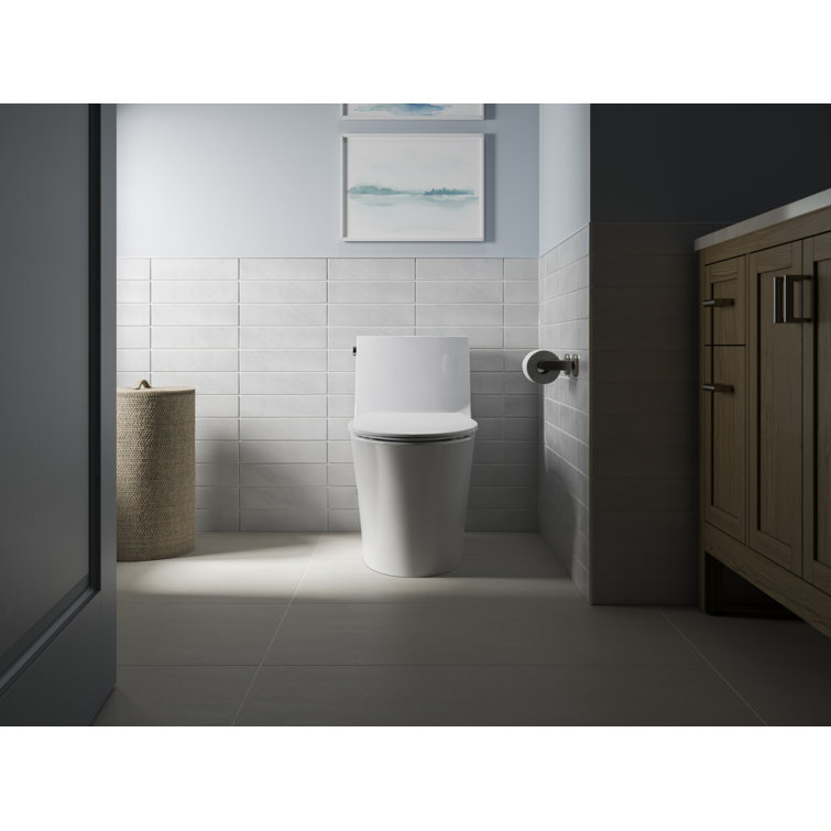 White Thermoset Plastic Quiet-Close Elongated Toilet Seat