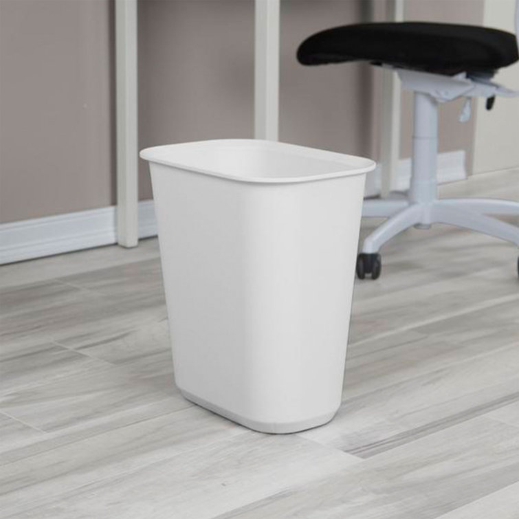 Sterilite 5.5 Gallon White Plastic Rectangular Wastebasket, 6 Pack