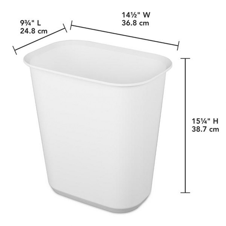 Sterilite 5.5 Gallon White Plastic Rectangular Wastebasket, 6 Pack