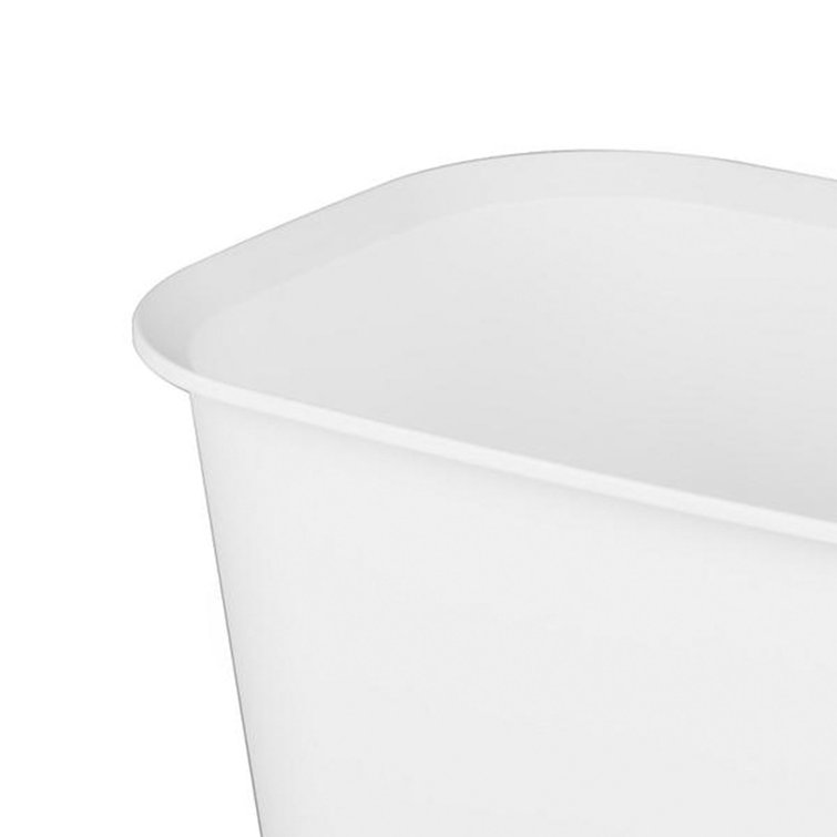 Sterilite 5.5 Gallon White Plastic Rectangular Wastebasket, 6 Pack