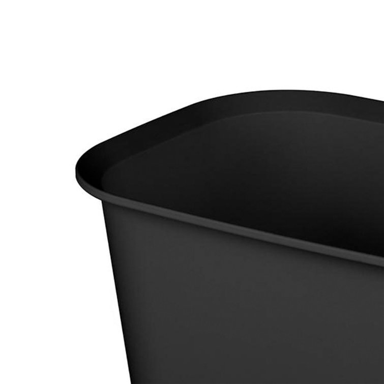 Sterilite 5.5 Gallon Black Plastic Rectangular Wastebasket, 6-Pack