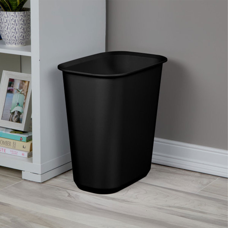 Sterilite 5.5 Gallon Black Plastic Rectangular Wastebasket, 6-Pack