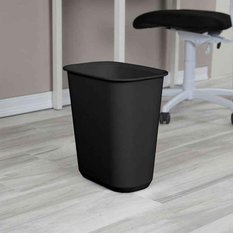 Sterilite 5.5 Gallon Black Plastic Rectangular Wastebasket, 6-Pack