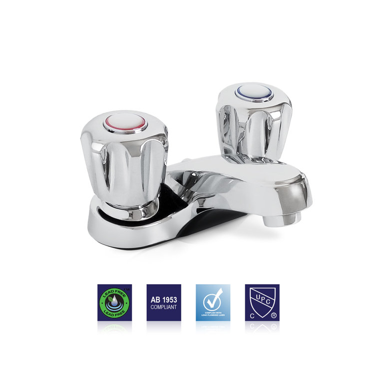 Polished Chrome Double Handle Low Arc Bathroom Faucet