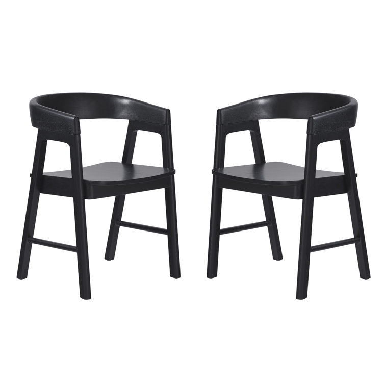Modern Black Solid Wood Rounded Back Arm Chair