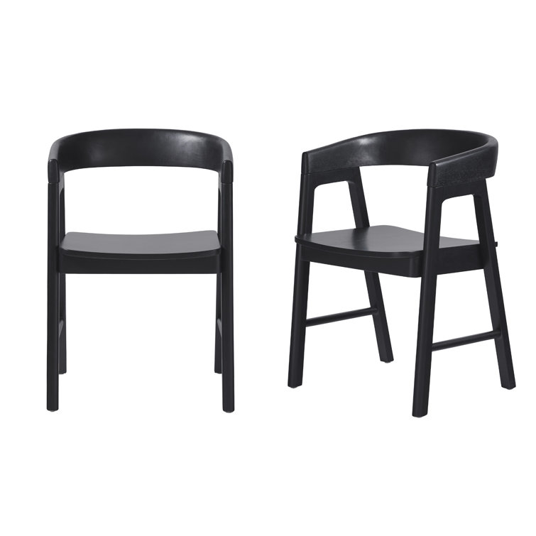 Modern Black Solid Wood Rounded Back Arm Chair