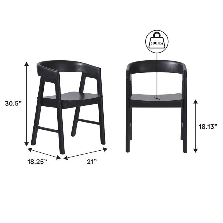 Modern Black Solid Wood Rounded Back Arm Chair