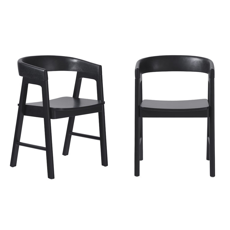 Modern Black Solid Wood Rounded Back Arm Chair