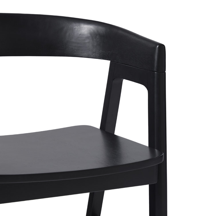 Modern Black Solid Wood Rounded Back Arm Chair