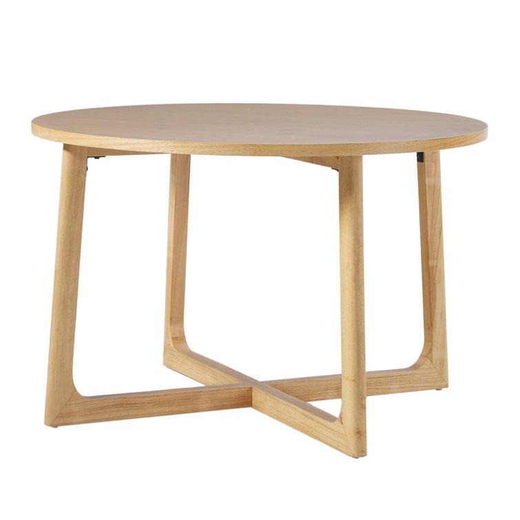 Natural Solid Wood Round Dining Table with Geometric Legs