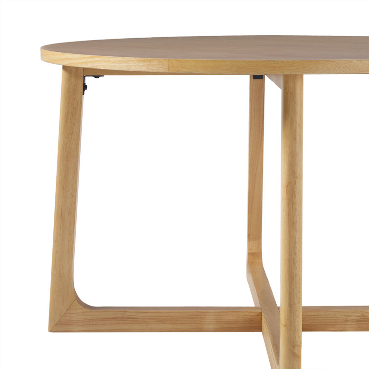 Natural Solid Wood Round Dining Table with Geometric Legs
