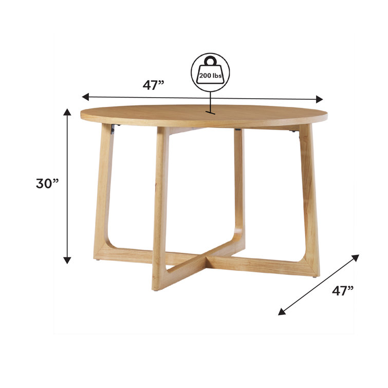Natural Solid Wood Round Dining Table with Geometric Legs