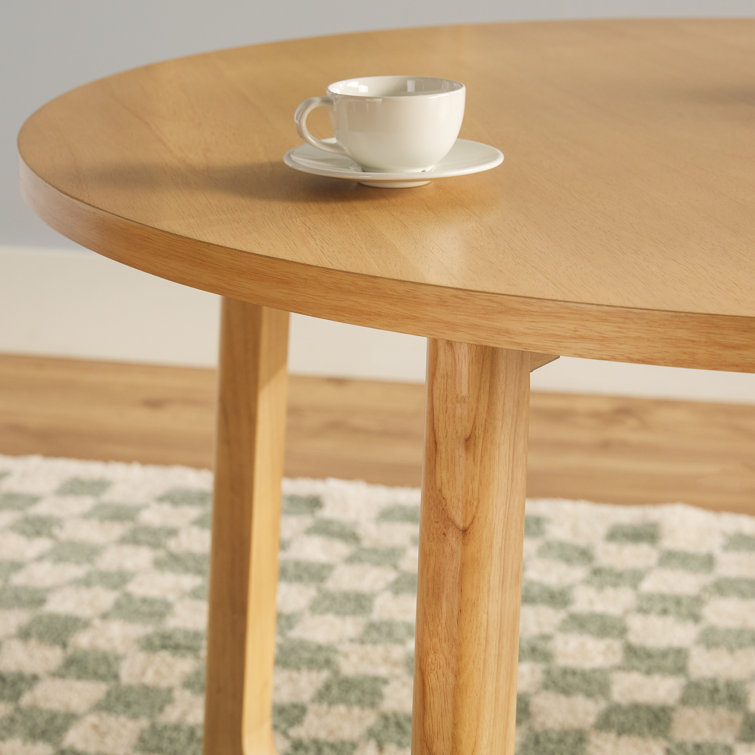 Natural Solid Wood Round Dining Table with Geometric Legs