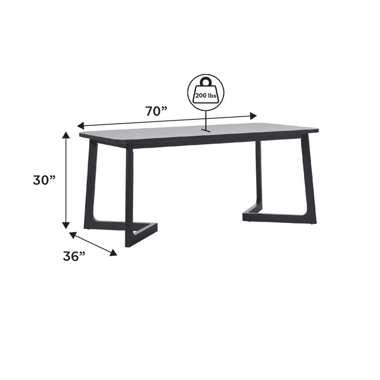 Modern Black Rectangular Wood Dining Table for Six