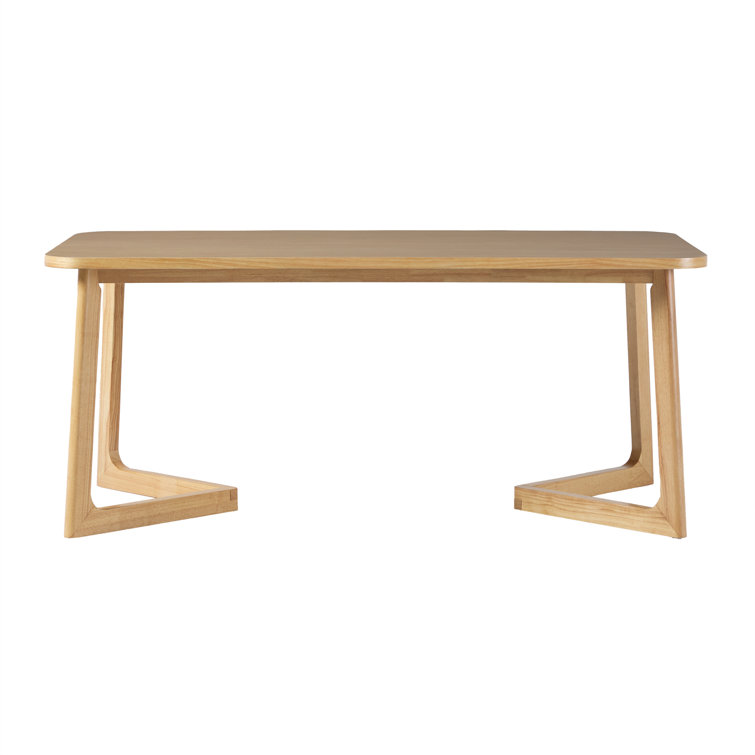 Natural Solid Wood Rectangular Dining Table with Geometric Legs