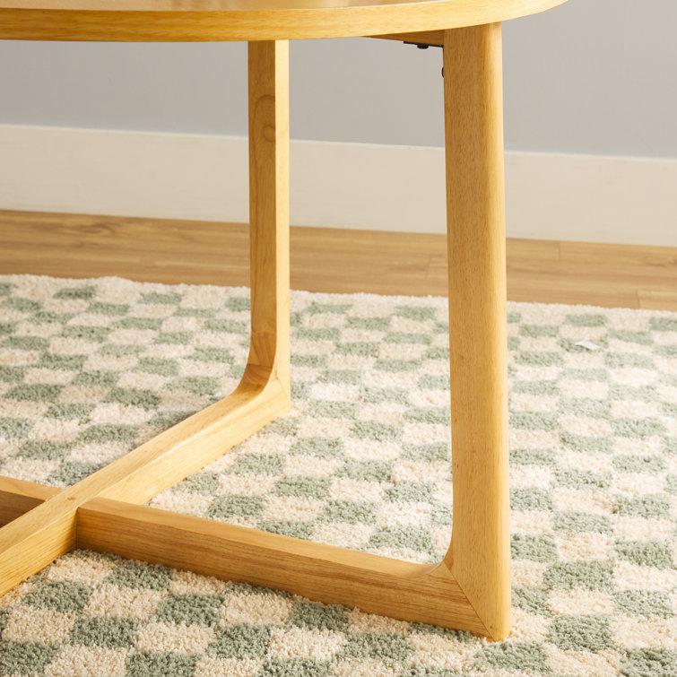 Natural Solid Wood Round Dining Table with Geometric Legs