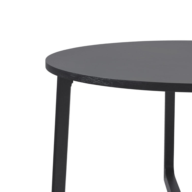 Black Solid Wood Round Dining Table with Geometric Legs