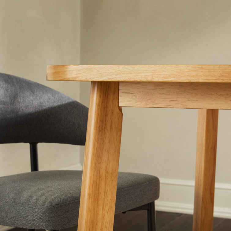 Natural Solid Wood Rectangular Dining Table with Geometric Legs