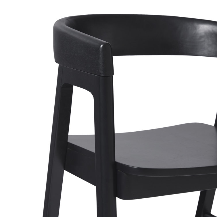 Modern Black Solid Wood Rounded Back Arm Chair