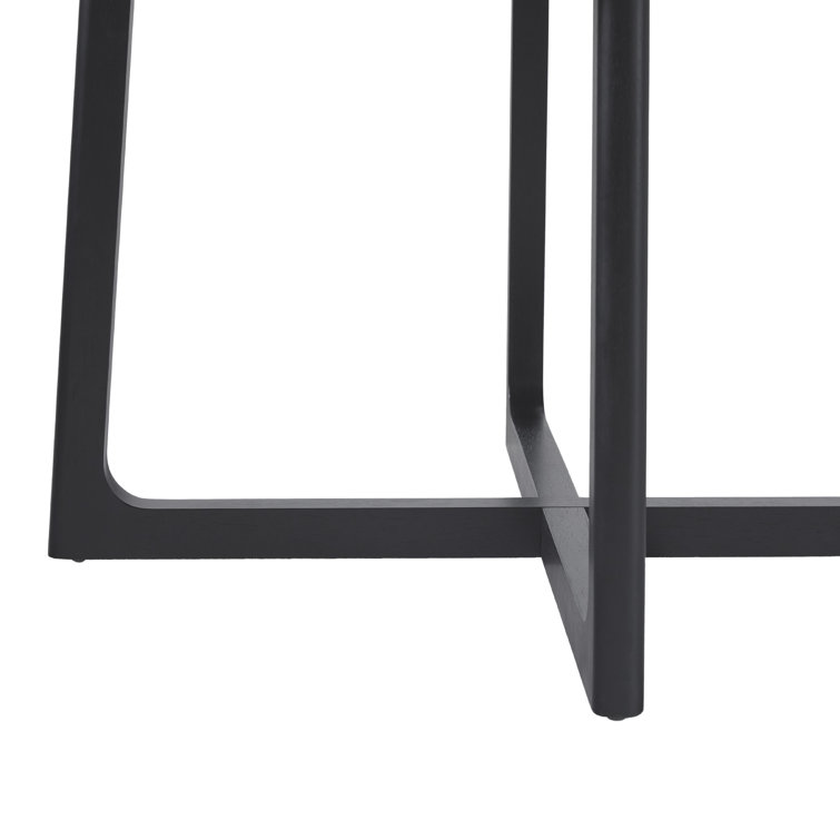 Black Solid Wood Round Dining Table with Geometric Legs