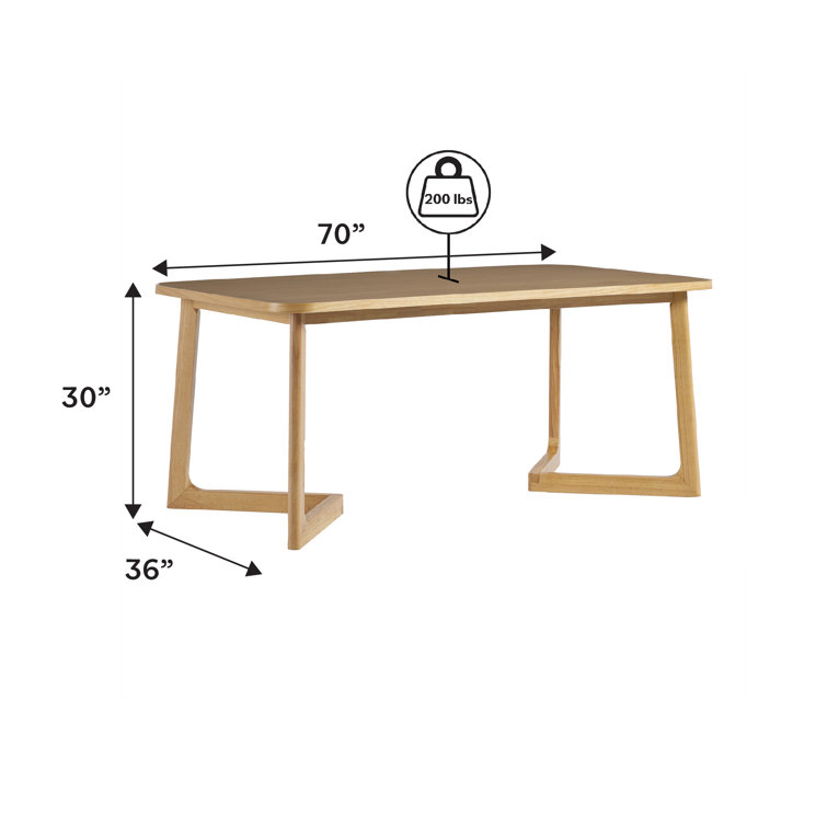Natural Solid Wood Rectangular Dining Table with Geometric Legs