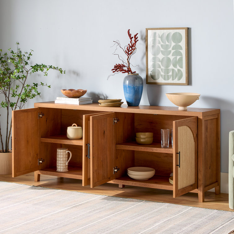 Modern 70" English Oak Reeded Sideboard with Arched Doors