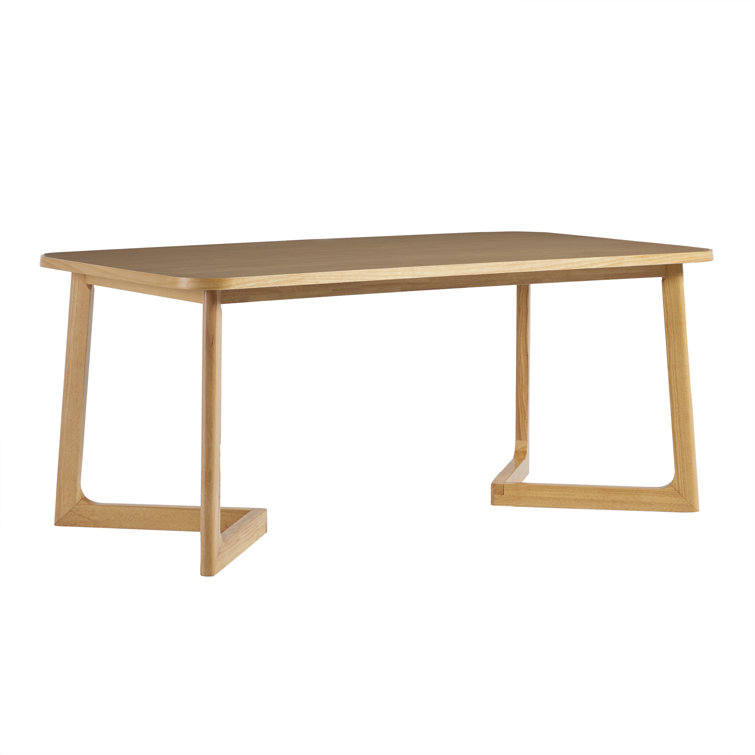 Natural Solid Wood Rectangular Dining Table with Geometric Legs