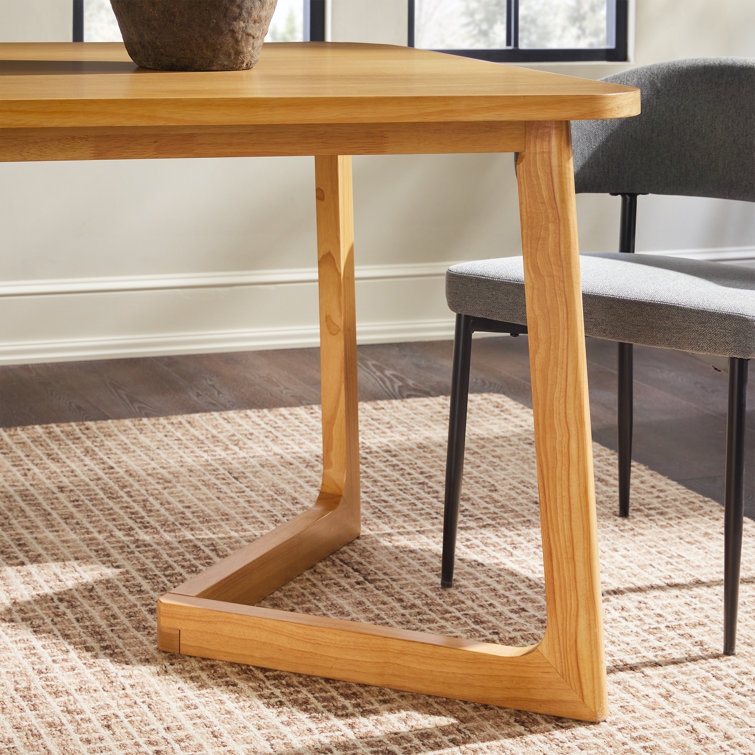 Natural Solid Wood Rectangular Dining Table with Geometric Legs