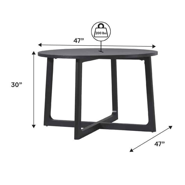 Black Solid Wood Round Dining Table with Geometric Legs