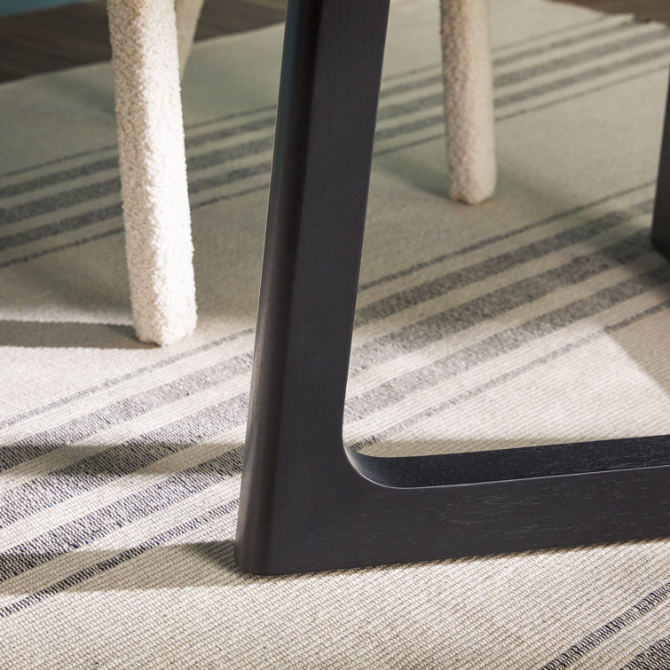 Black Solid Wood Round Dining Table with Geometric Legs