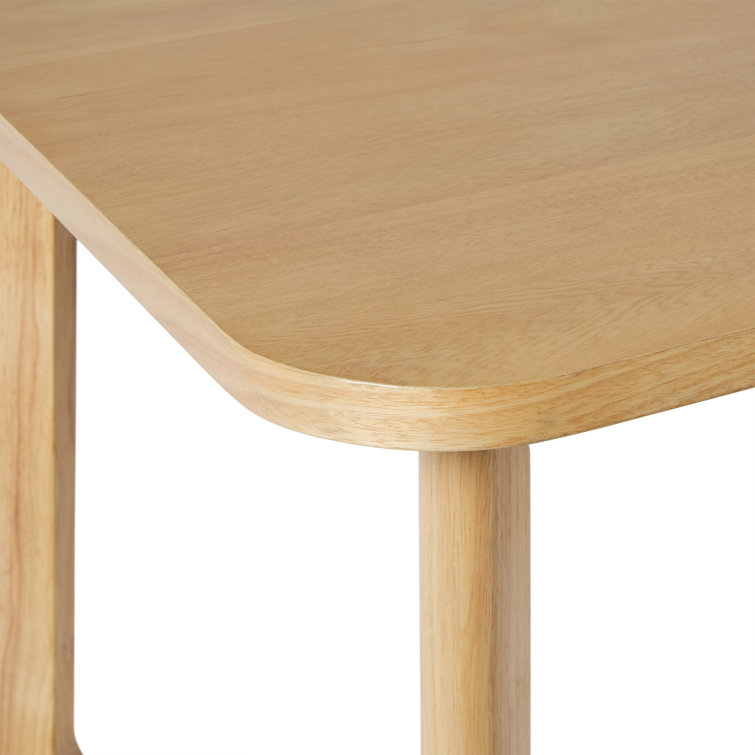 Natural Solid Wood Rectangular Dining Table with Geometric Legs