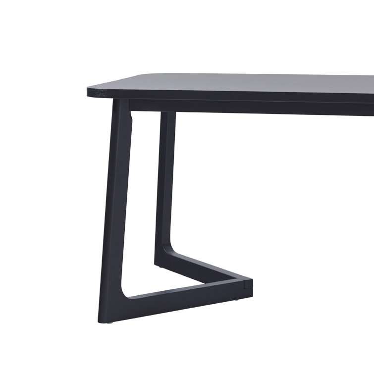 Modern Black Rectangular Wood Dining Table for Six