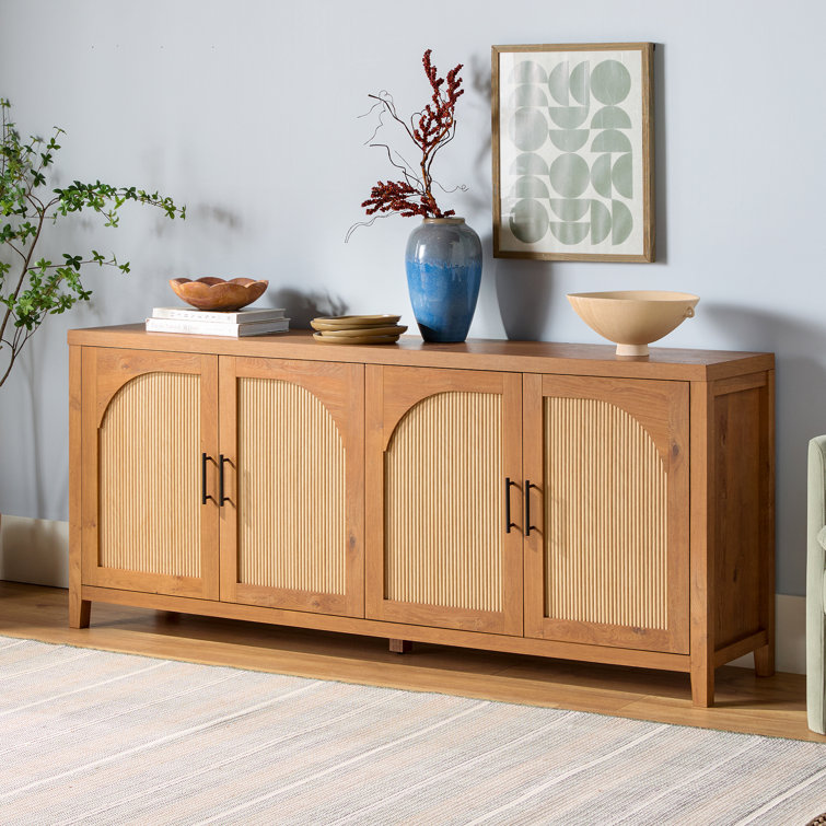 Modern 70" English Oak Reeded Sideboard with Arched Doors