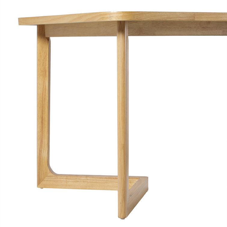 Natural Solid Wood Rectangular Dining Table with Geometric Legs