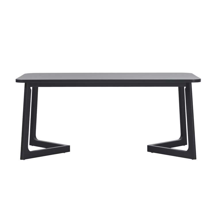 Modern Black Rectangular Wood Dining Table for Six