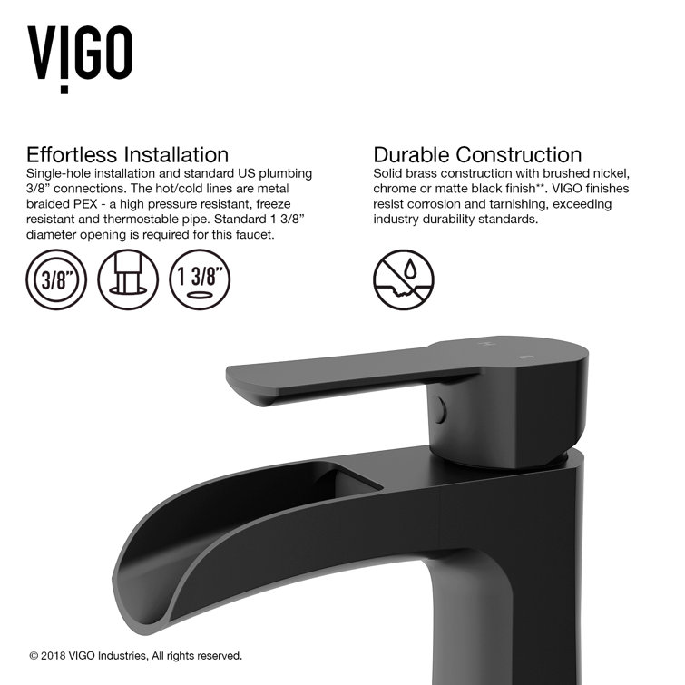 Paloma 6 3/4" Matte Black Brass Single Hole Bathroom Faucet