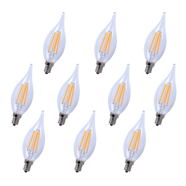 Clear Glass Dimmable LED Edison Candelabra Bulbs, Set of 10