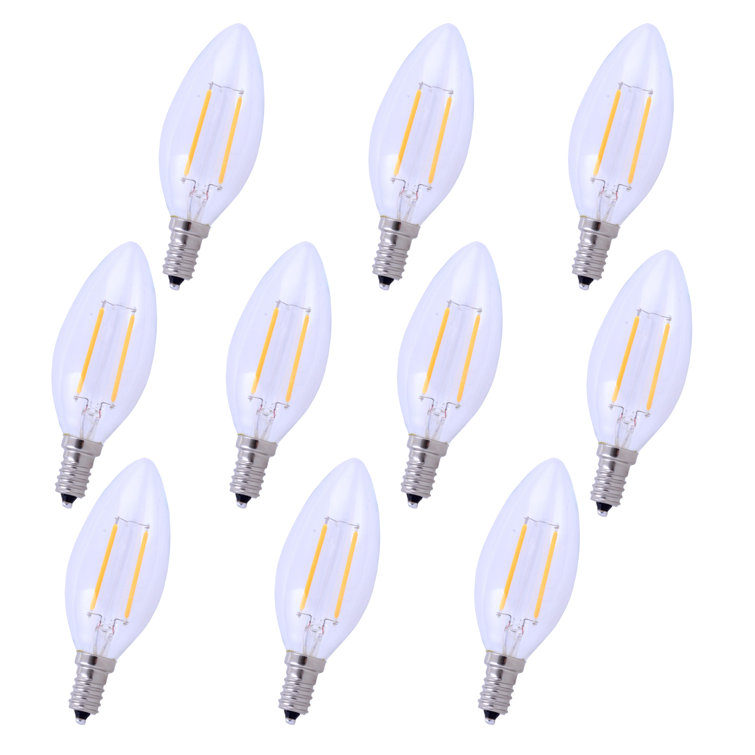 Clear LED Candelabra Light Bulbs with E12 Base, 5000K