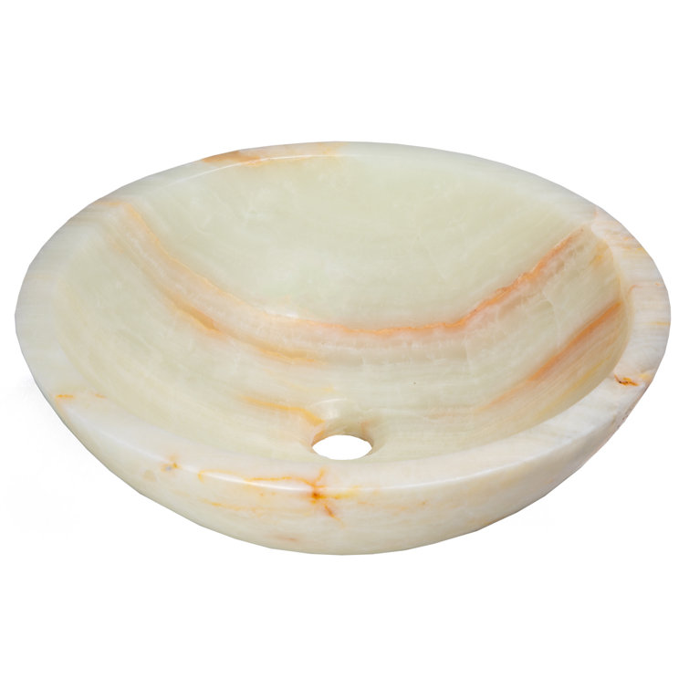 Eden White Onyx 16.5'' Circular Stone Bathroom Sink
