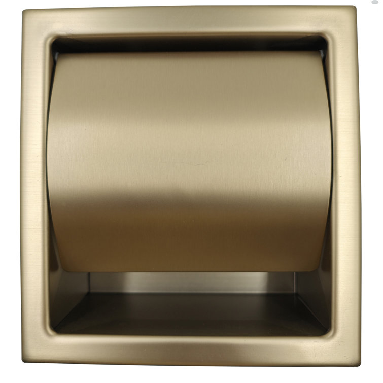 Brushed Gold Stainless Steel Recessed Toilet Paper Holder