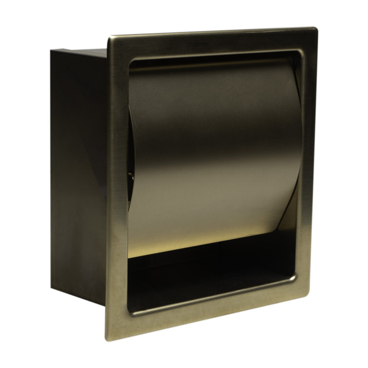Brushed Gold Stainless Steel Recessed Toilet Paper Holder