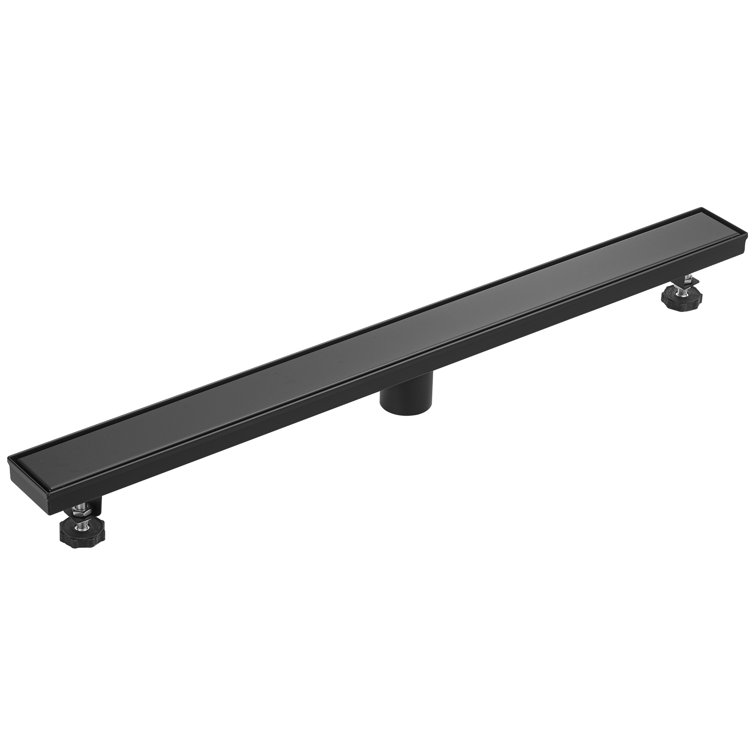 32'' Matte Black Stainless Steel Linear Shower Drain with Slot Pattern Cover