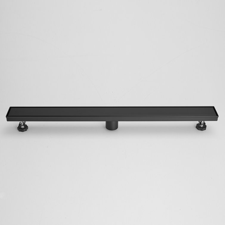 32'' Matte Black Stainless Steel Linear Shower Drain with Slot Pattern Cover