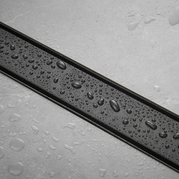 32'' Matte Black Stainless Steel Linear Shower Drain with Slot Pattern Cover