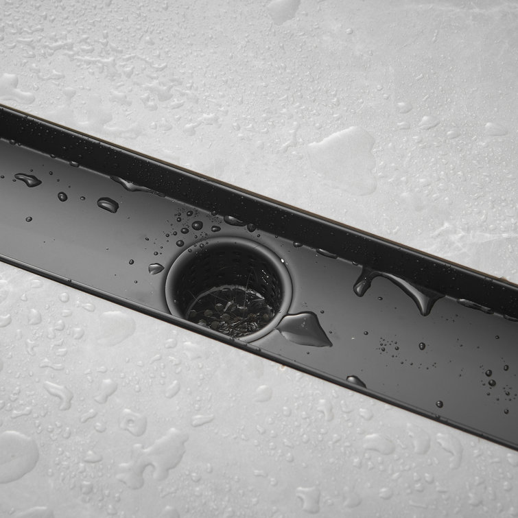 32'' Matte Black Stainless Steel Linear Shower Drain with Slot Pattern Cover