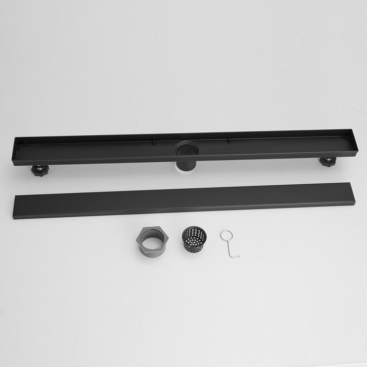32'' Matte Black Stainless Steel Linear Shower Drain with Slot Pattern Cover