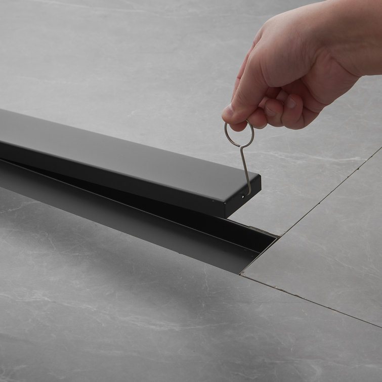 32'' Matte Black Stainless Steel Linear Shower Drain with Slot Pattern Cover
