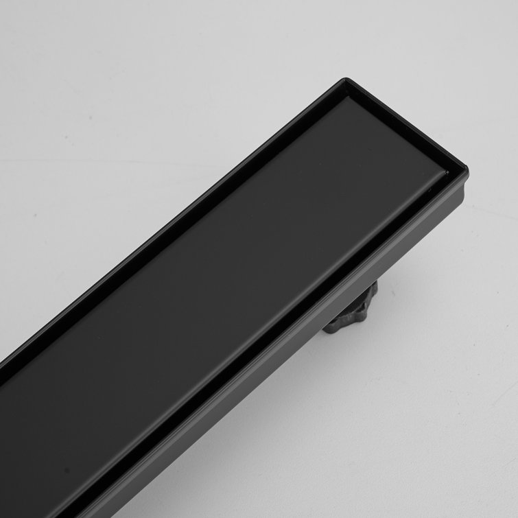 32'' Matte Black Stainless Steel Linear Shower Drain with Slot Pattern Cover