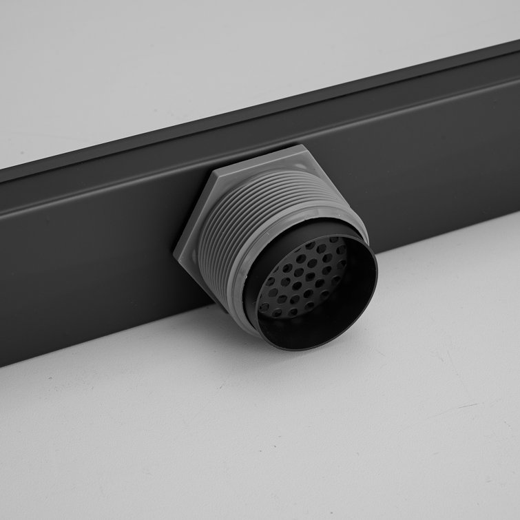 32'' Matte Black Stainless Steel Linear Shower Drain with Slot Pattern Cover